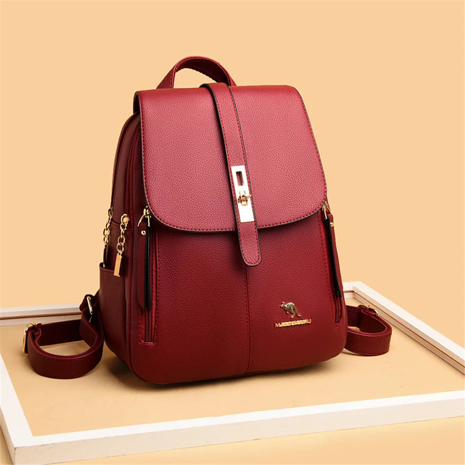 Leather Backpacks Vintage Female Shoulder Bags