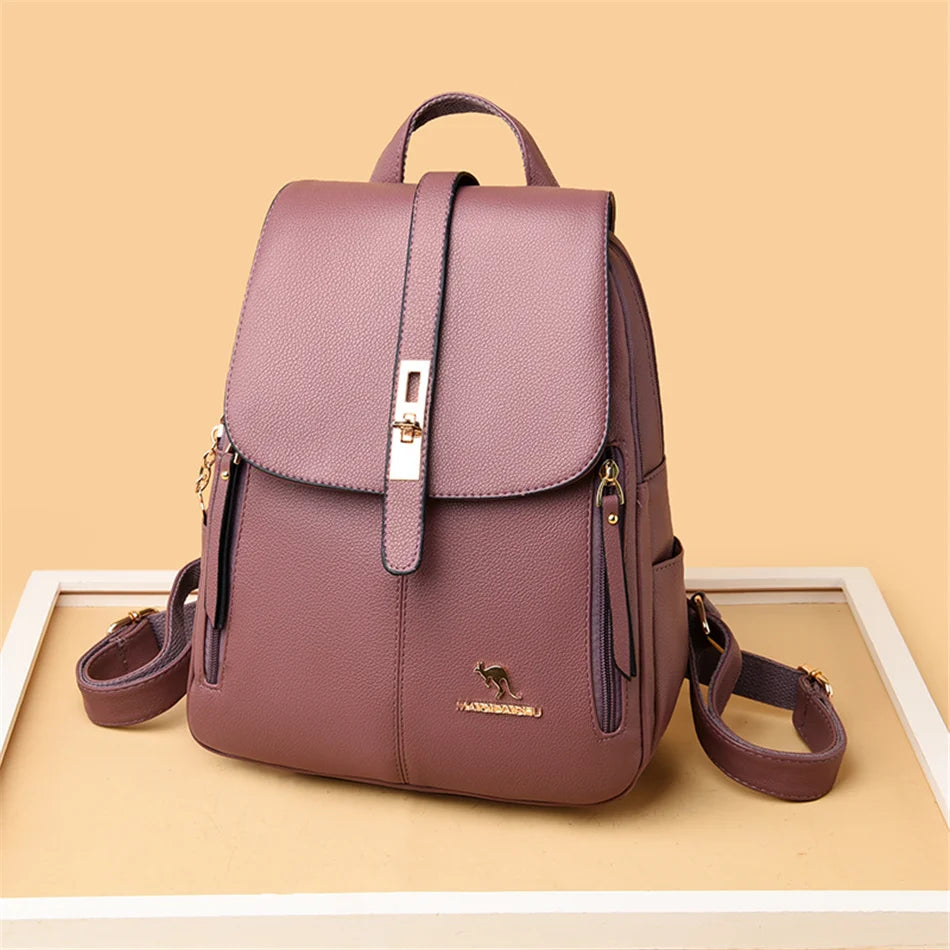 Leather Backpacks Vintage Female Shoulder Bags