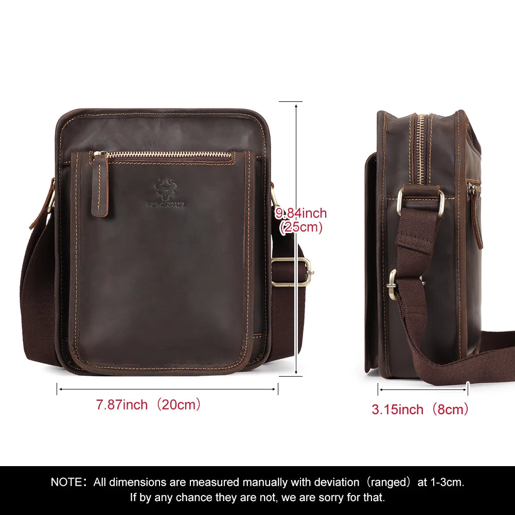 Men's Shoulder Bags Full Grain Leather Casual Crossbody Bags