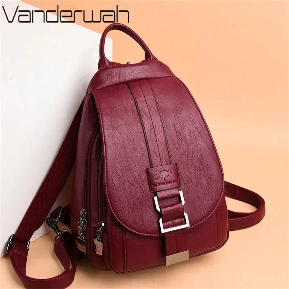 Women Leather Backpacks Female Vintage Backpack