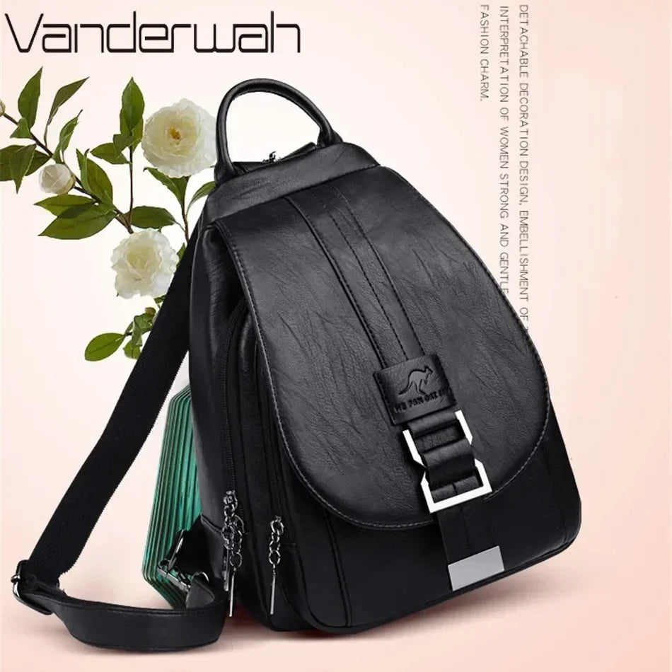 Women Leather Backpacks Female Vintage Backpack