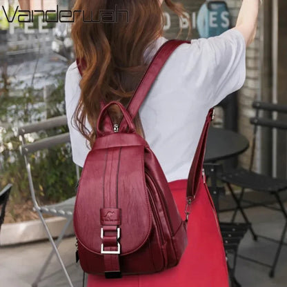 Women Leather Backpacks Female Vintage Backpack