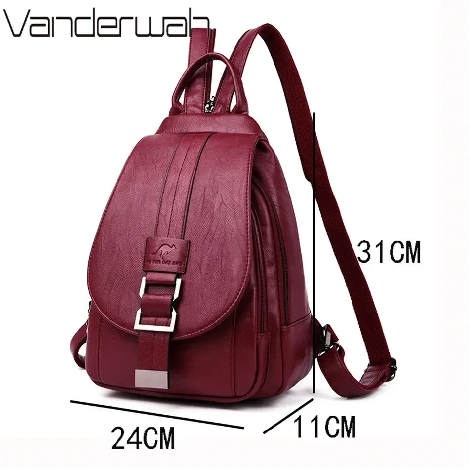 Women Leather Backpacks Female Vintage Backpack