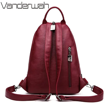 Women Leather Backpacks Female Vintage Backpack